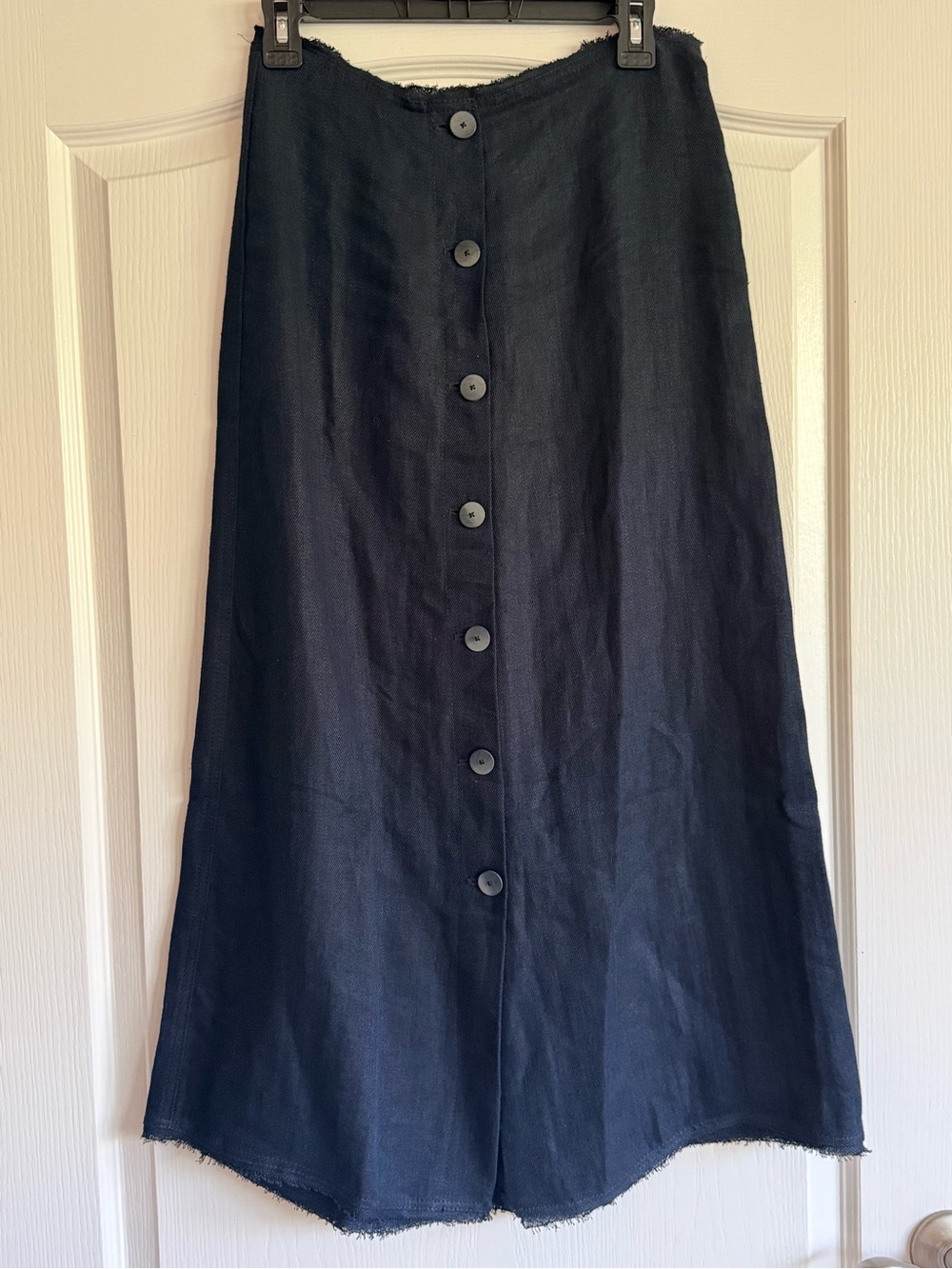 Massimo Dutti Navy Button-Front Maxi Skirt